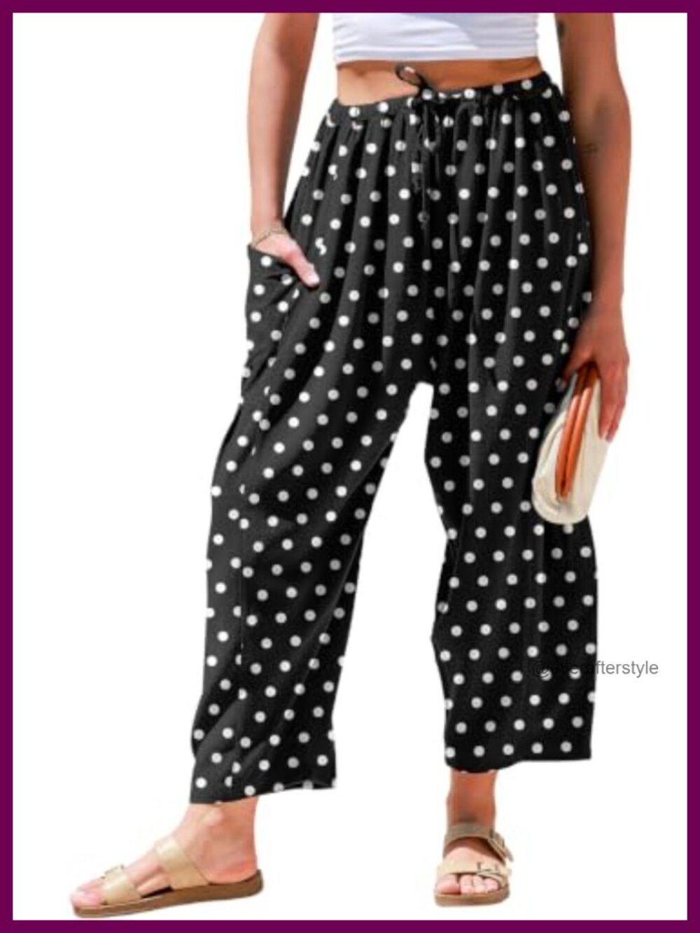 Women's Linen Wide Leg Palazzo Harem Pants with Pockets Drawstring